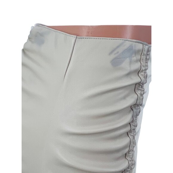 maniere de voir Beige Cream Ruched Vegan Leather Mini Skirt - Picture 11 of 16